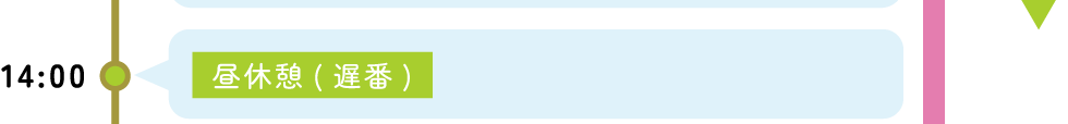 14:00 昼休憩(遅番)